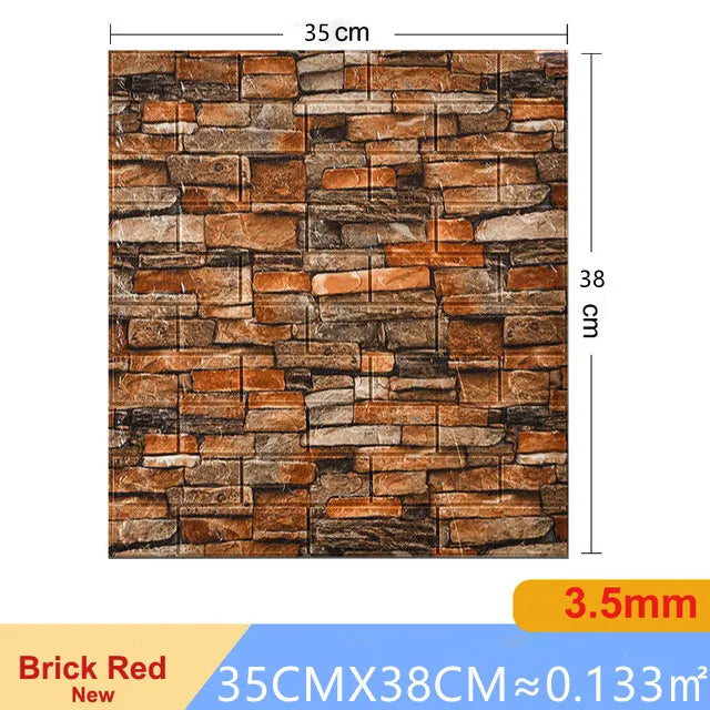 20pcs 35m*38.5cm 3DWall Sticker Solid Color Faux Brick Bedroom Home Decor Waterproof Self Adhesive DIY Living Room Wallpaper