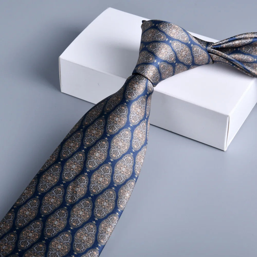 Cà vạt lụa cổ điển hoa 8cm - Quý ông lịch lãm