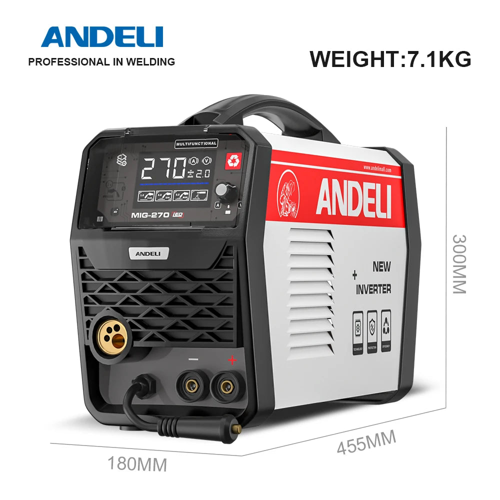 ANDELI Semi-automatic MIG welding machine MIG Lift TIG ARC Gas/Gasless Welding Inverter Synergy Multiprocess MIG Welders - Daisan Mart