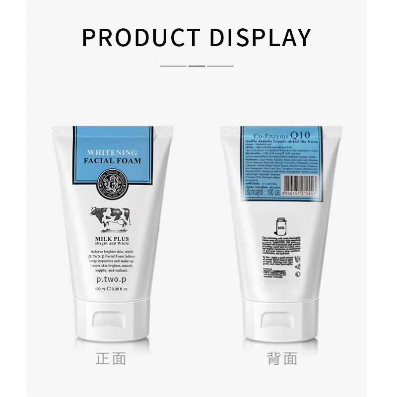PTWOP Whitening Facial Cleanser Foam Moisturizing Deep Remove Cleansing Acne Milk Oil Control Exfoliating Shrink Pores Face Wash