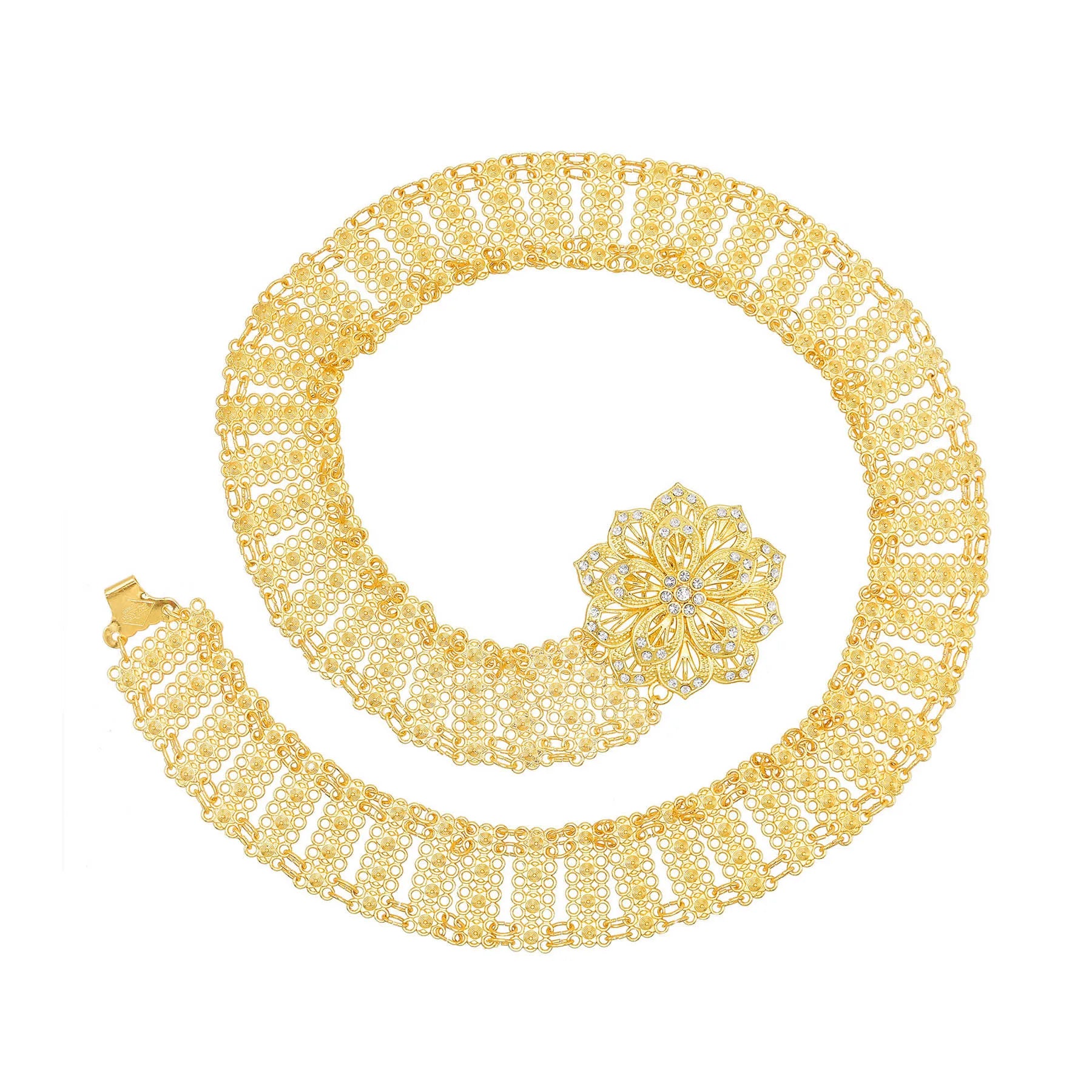 Unique 3D Gold Flower Belt - Brocade Jewelry