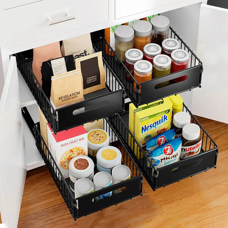 Multi-purpose Pull-Out Rack for Kitchen Cabinets - Spice Storage