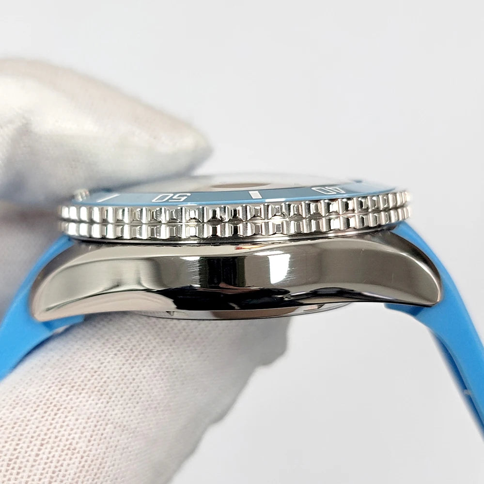 Đồng hồ cơ 41.5mm mặt xanh vân, máy Nhật NH35