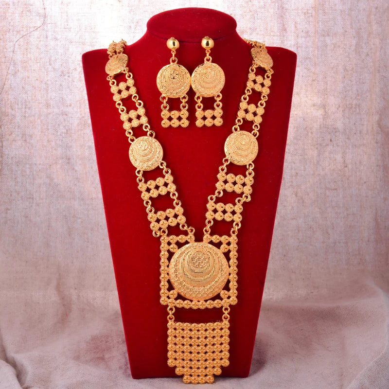 Luxurious Dubai Gold Plated Jewelry Set for Wedding Party
