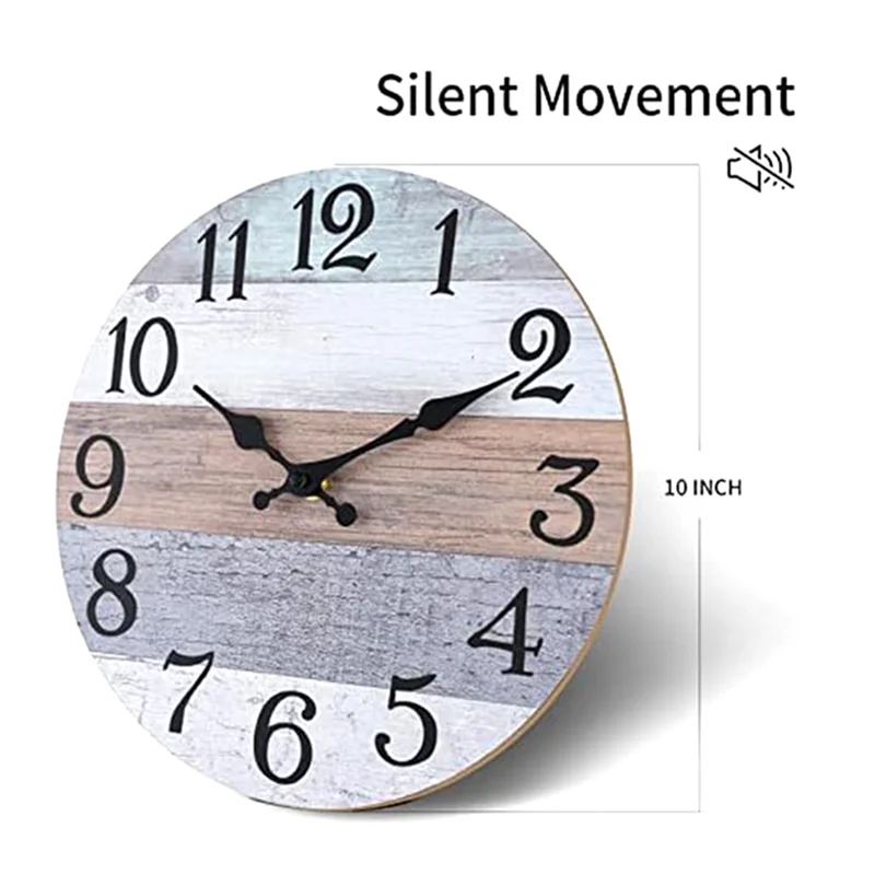 Đồng Hồ Treo Tường 10 Inch Vintage Không Tiếng Tích Tắc