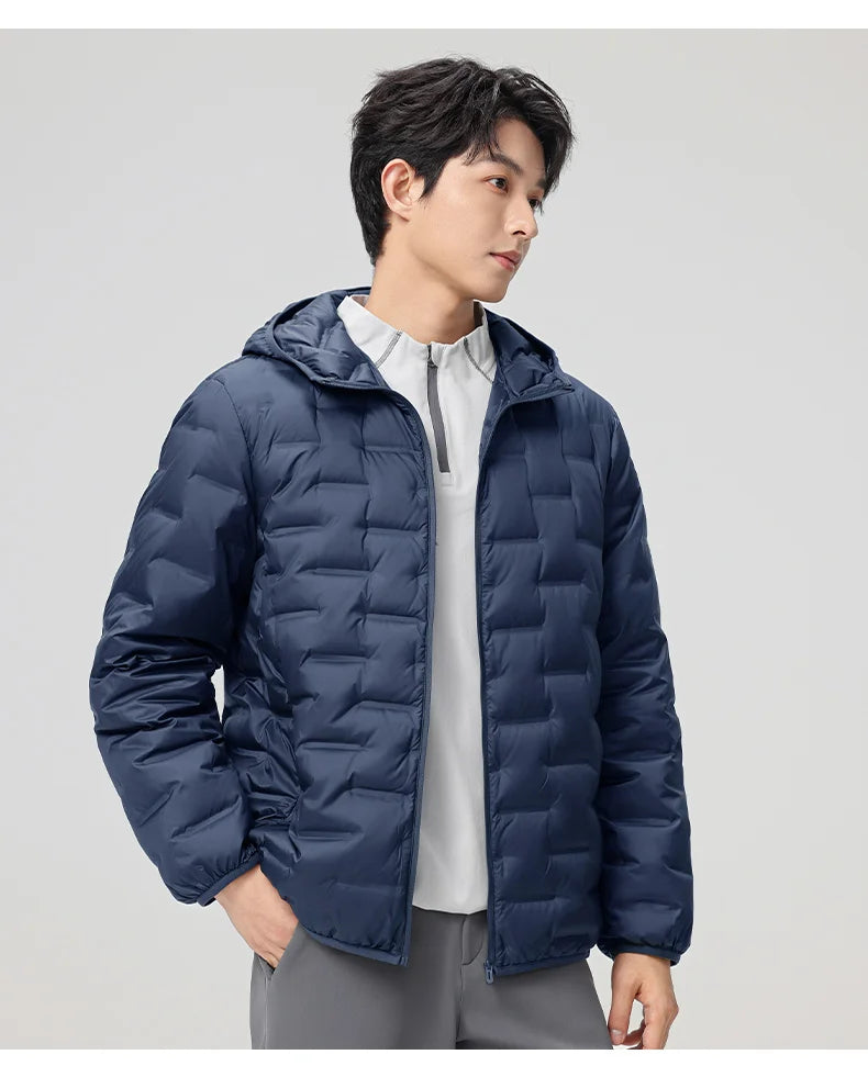 Men's waterproof down jacket keeps warm outdoors