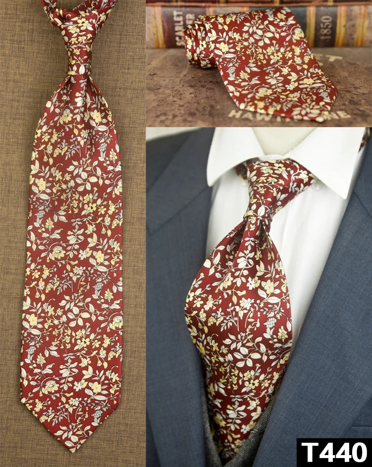 復古領帶，10厘米，100%真絲，抽象圖案