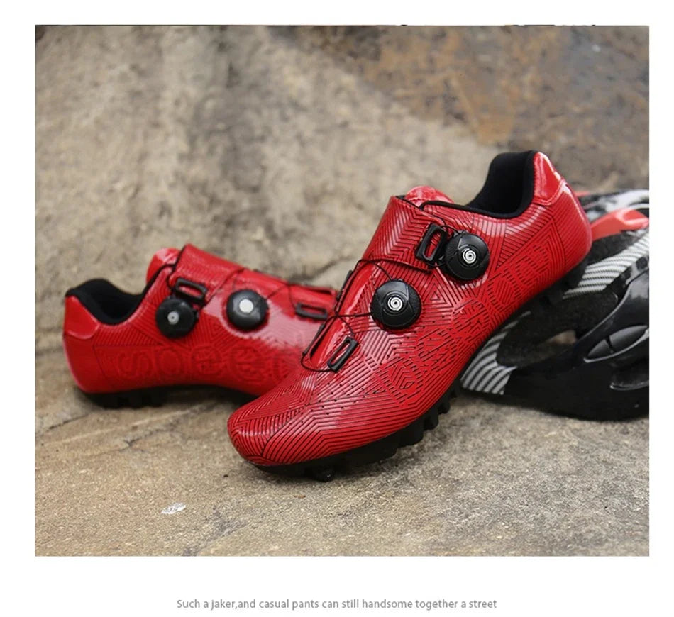 Giày Đạp Xe Nam Siêu Nhẹ Khóa Đôi Phát Sáng MTB