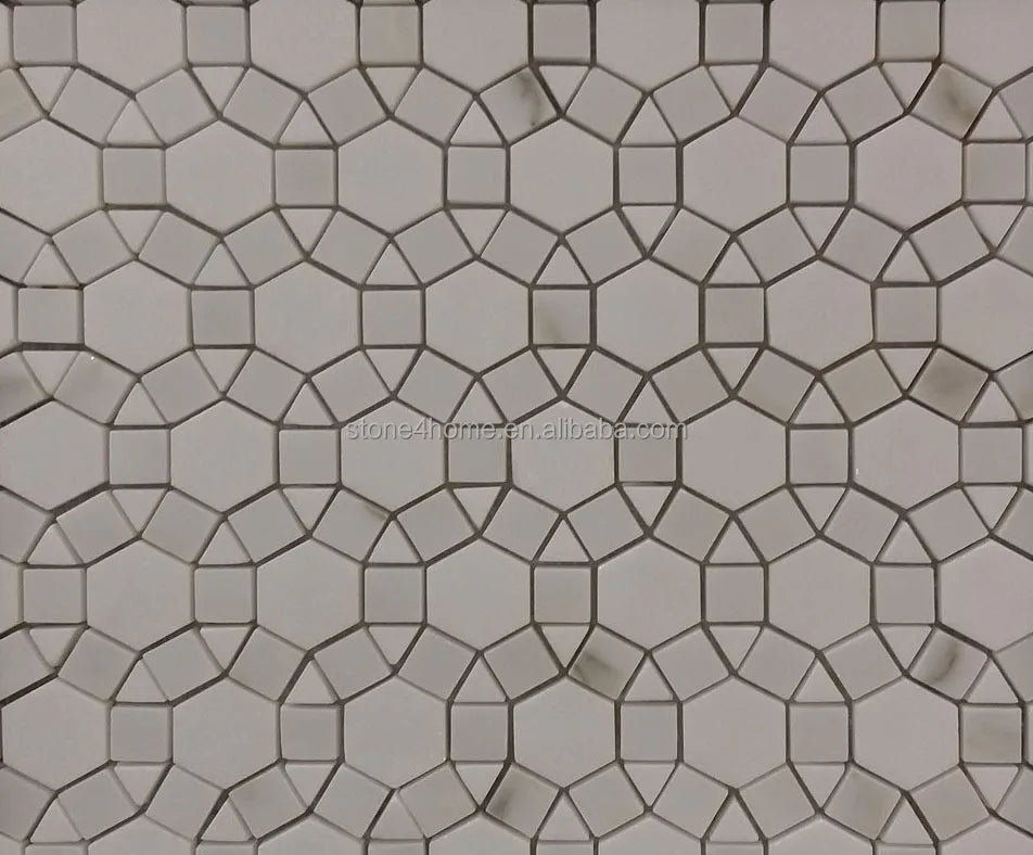 Gạch Mosaic Đá Marble Trắng Trang Trí Tường Sàn