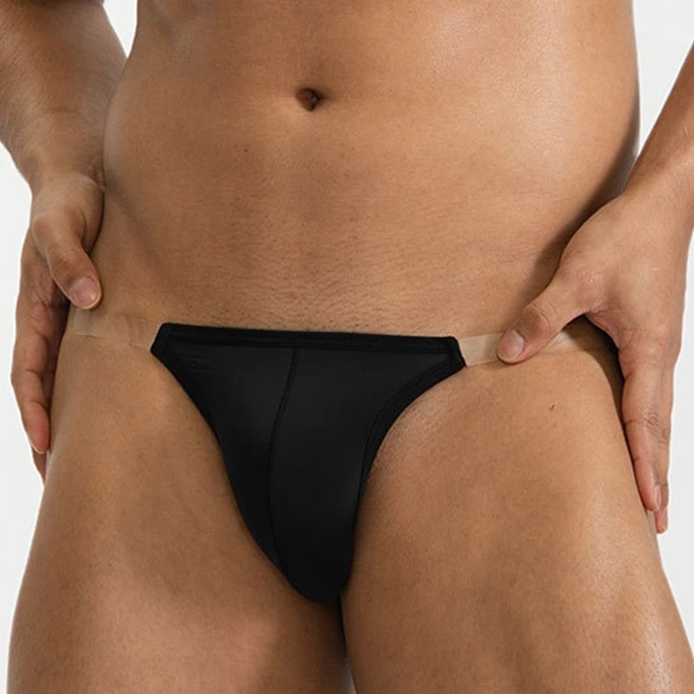 Ice Silk Men's Sexy Low-Waist Transparent Underwear