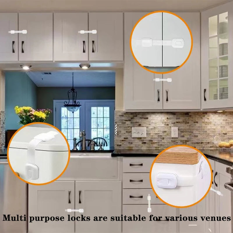 6/10 Pcs of Children's Safety Locks, Suitable For Cabinets, Drawers, Cabinets, Ovens, Refrigerators, Closet Seats, Doors And Win