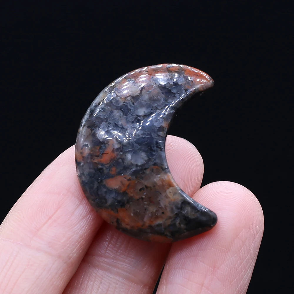 Feng Shui Rose Quartz Natural Stone Moon Statue