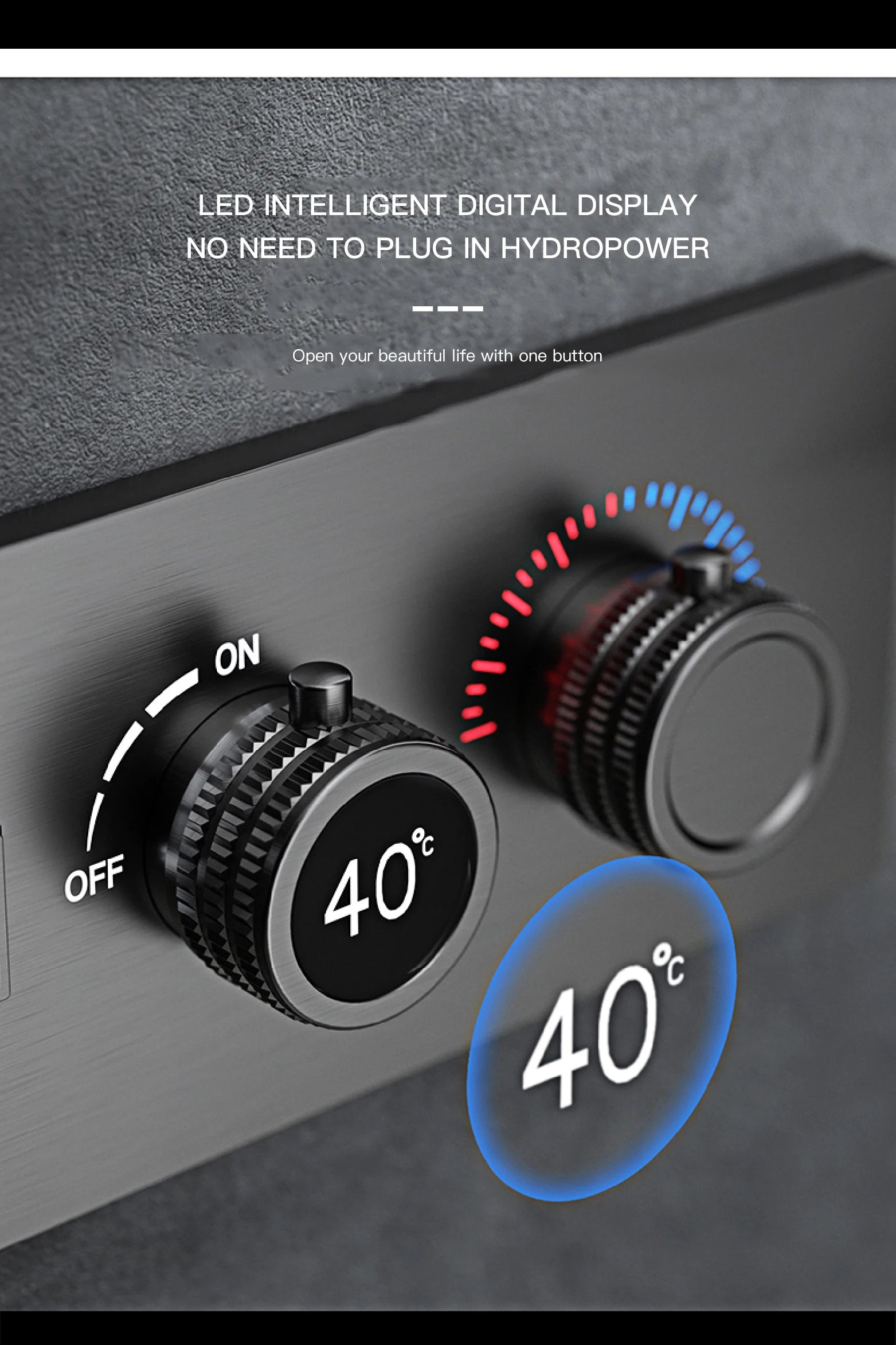 Vòi Sen Đen Cao Cấp LED Hiển Thị Số 4 Chức Năng