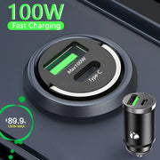 Sạc Ô Tô Mini 100W Siêu Nhanh USB-C & QC3.0