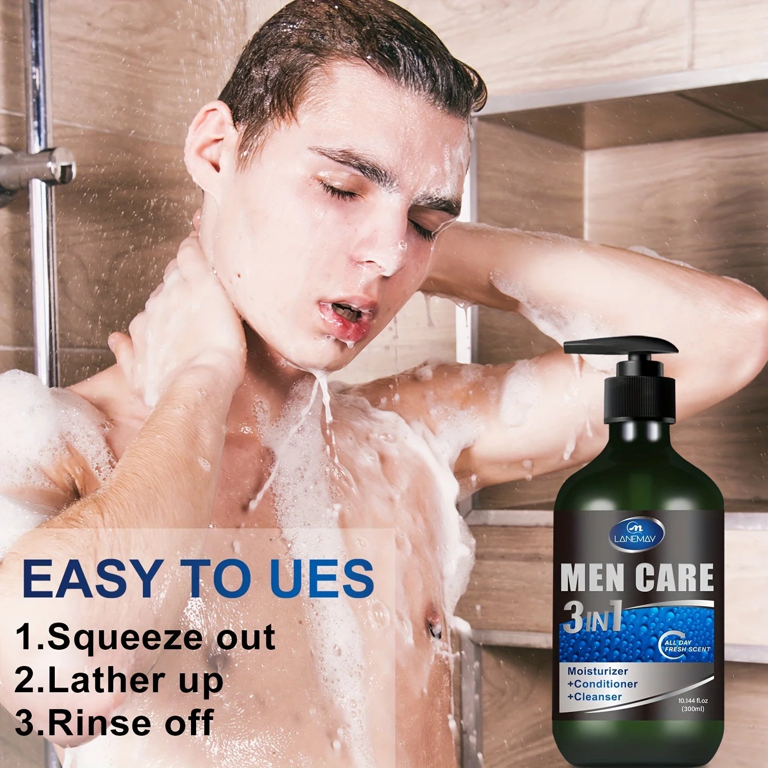 3in1 Men's Shower Gel - Cleanses Skin, Hair &amp; Face, Gently Regenerating