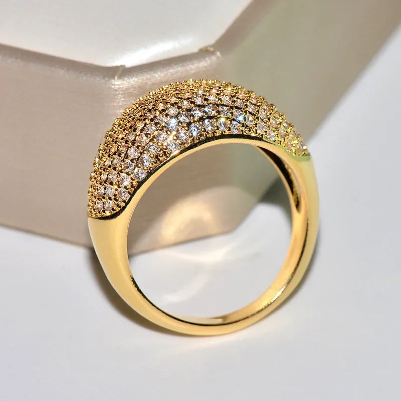 18k Gold Women's Ring Luxurious Diamond Love Gift