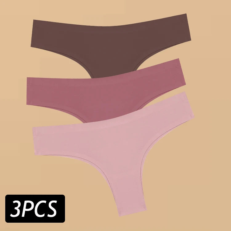 Set of 3 Sexy Ice Silk Low-Waist Ultra-Thin Women's Panties