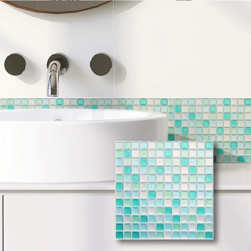 Crystal Mosaic Tile Wall Sticker 5/10PCS 3D Self Adhesive Waterproof DIY Backsplash Wallpaper Bathroom Kitchen Home Decoration