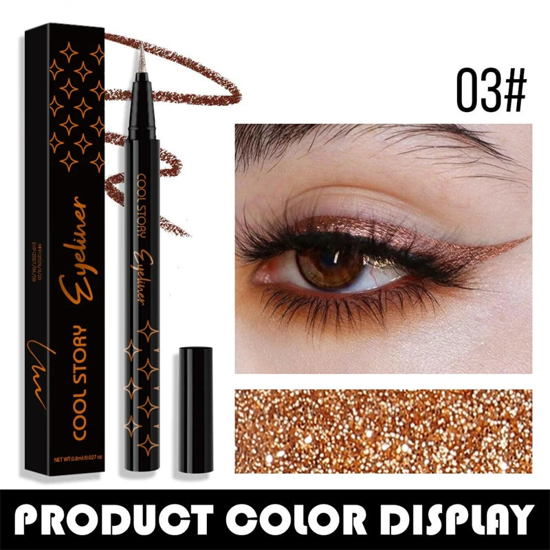 7-Color Glitter Eyeliner - Long-lasting, Waterproof