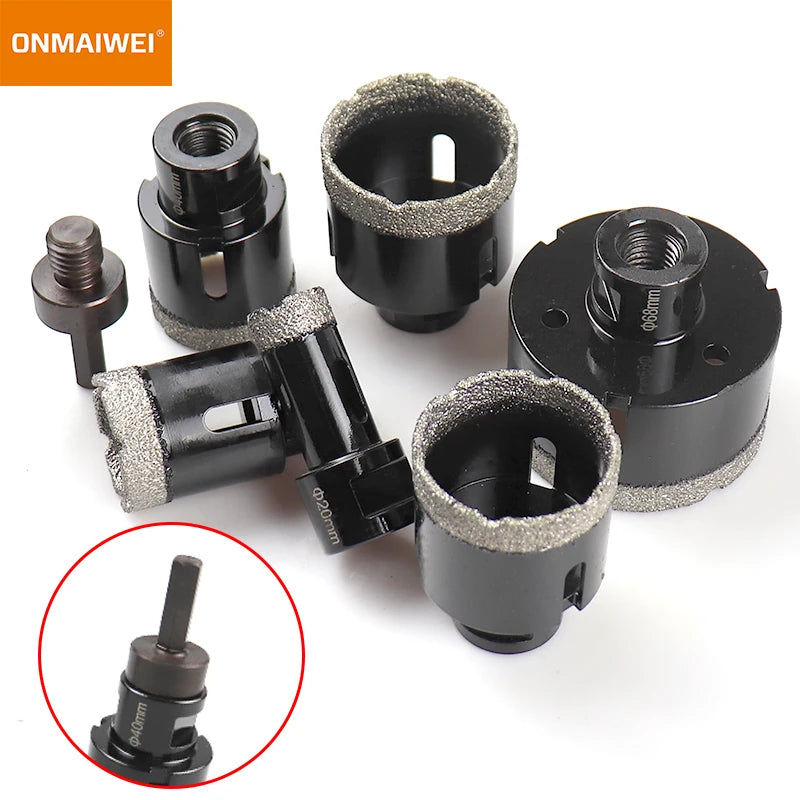 7pcs Angle Grinder Bit Diamond Hole saw Dry Vacuum Brazed Drilling Core Bits Set Porcelain Tiles Granite Marble Hole Saw