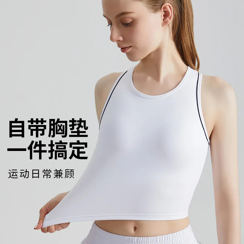Women's Sports Shirt with Integrated Fixation, High-Quality Shockproof