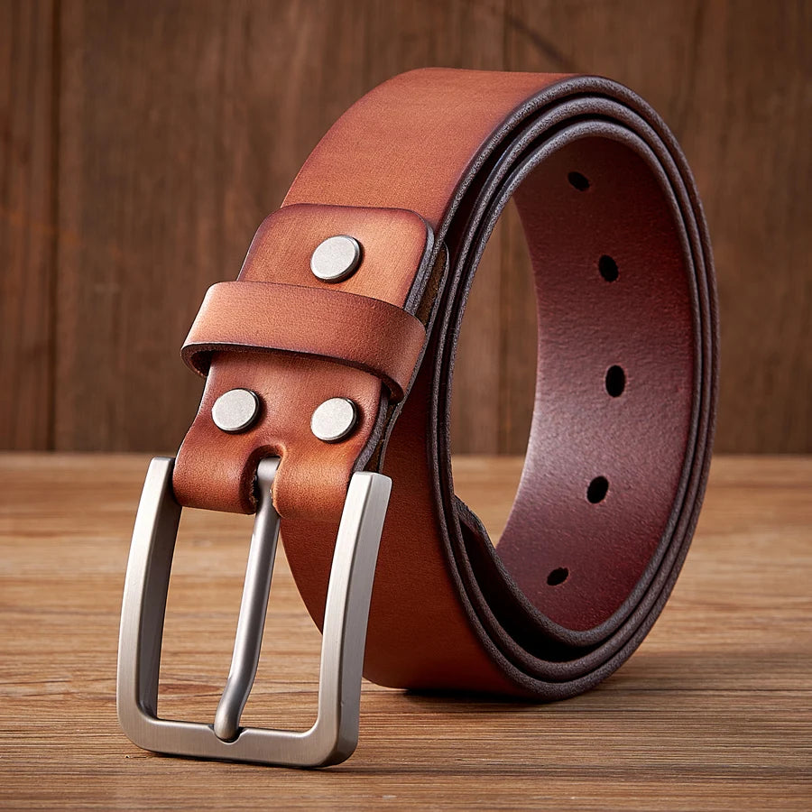 Thắt Lưng Da Bò Thật 3.8cm Vintage Cao Cấp Nam - Daisan Mart