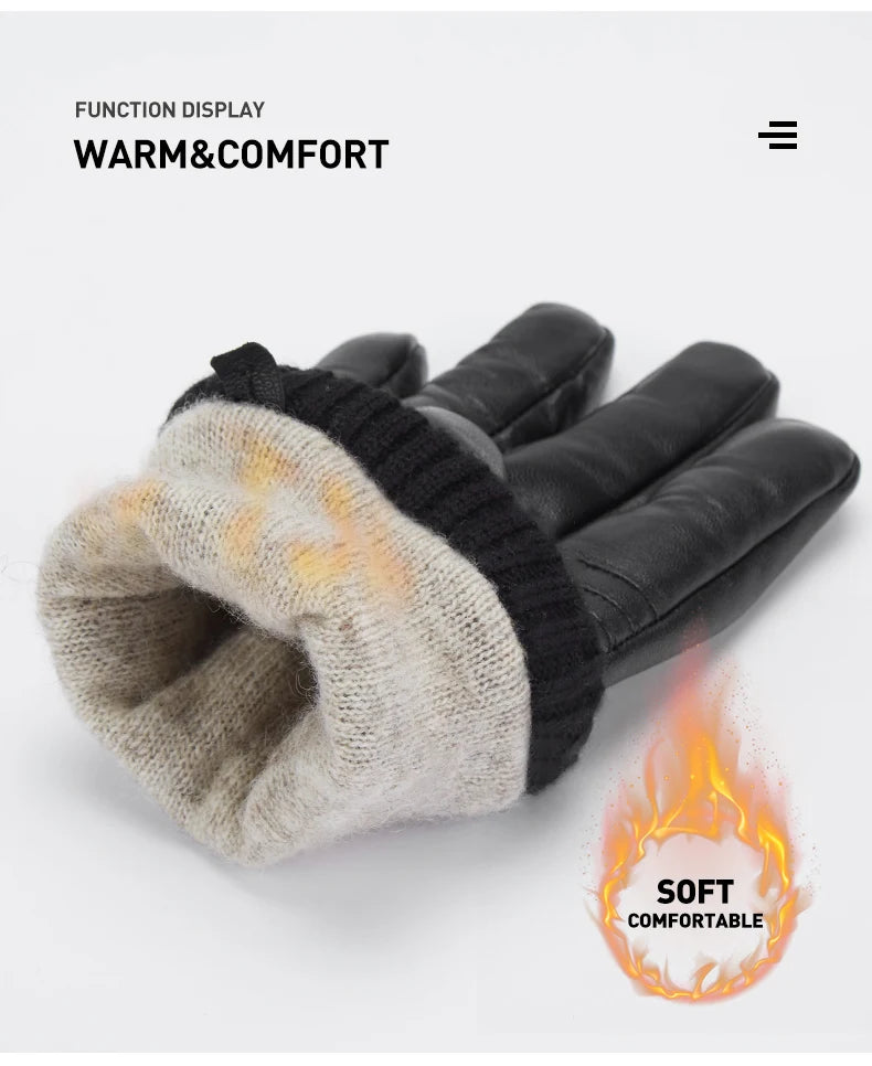 Găng Tay Da Cừu BISON DENIM Chạm Màn Hình Ấm Áp