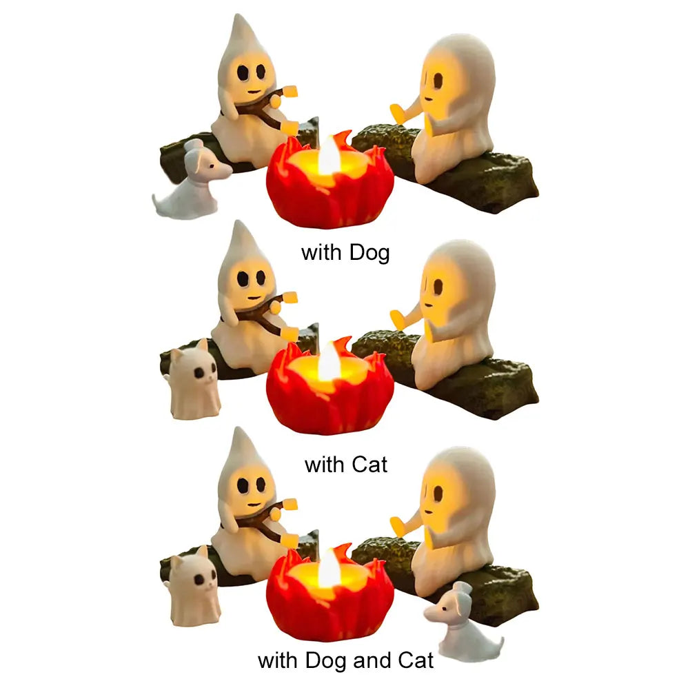 3D LED Ghost Campfire Lamp Cute Halloween Decoration