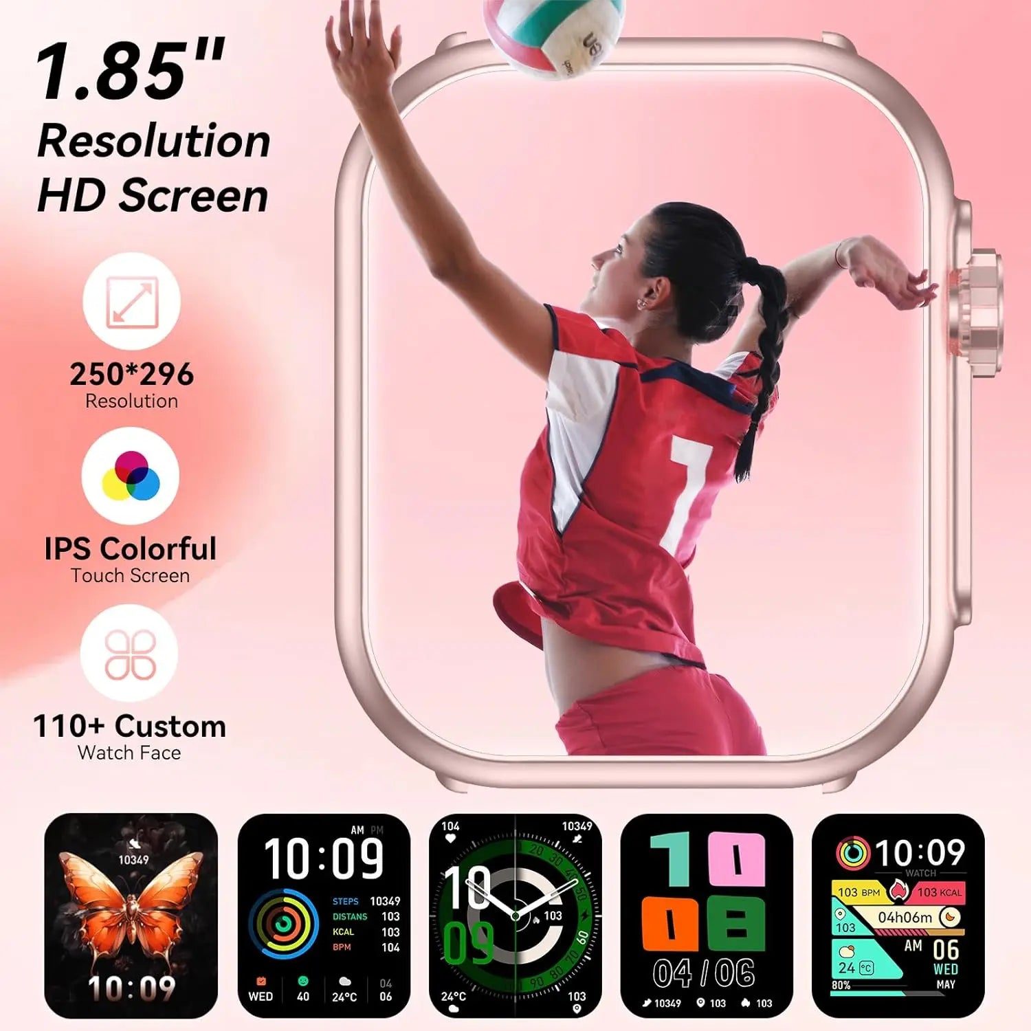 Đồng hồ thông minh HD 1.85, 110+ chế độ thể thao IP68