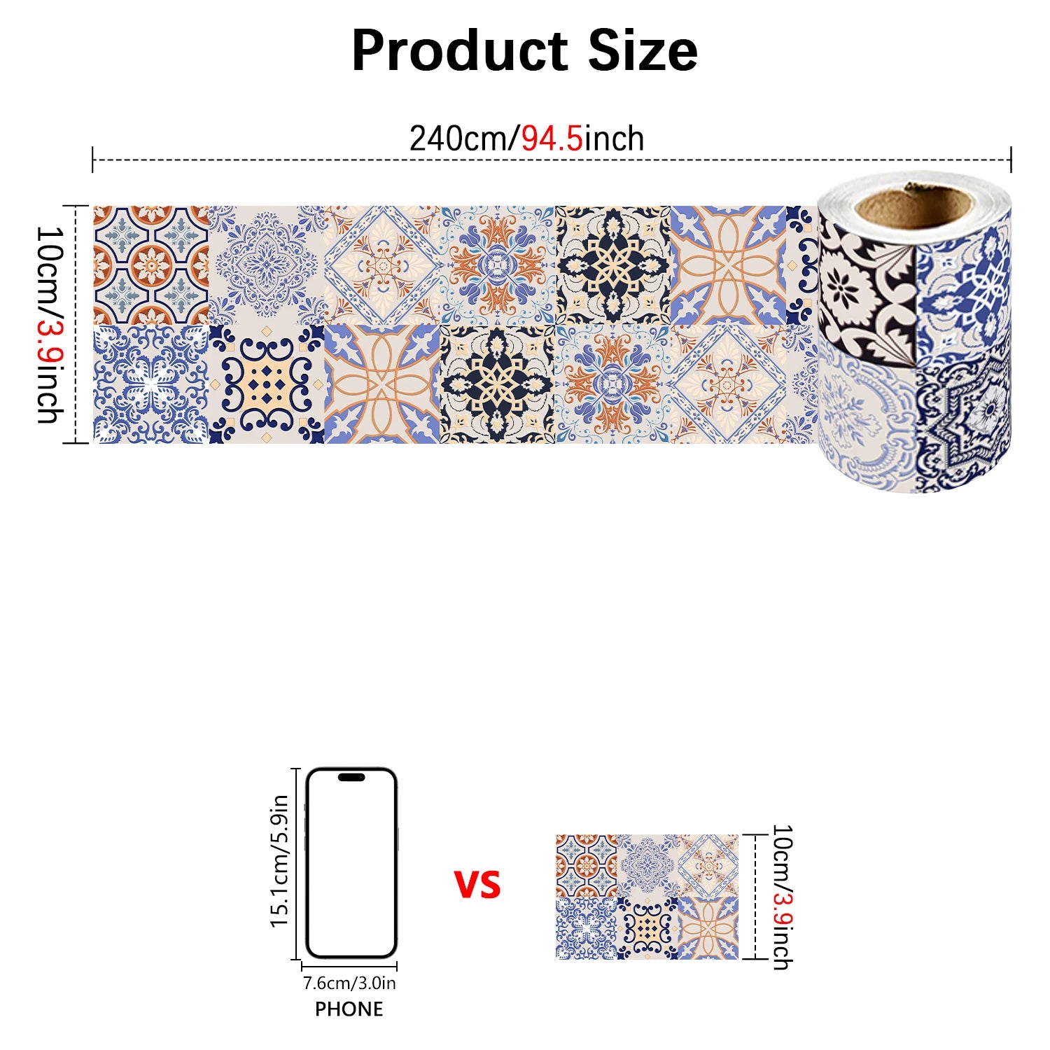 Bohemian Style Ceramic Tile Wall Sticker Bathroom Kitchen BackSplash Bathroom Waterproof Peel &amp; Stick Home Decor Art Wall Decals
