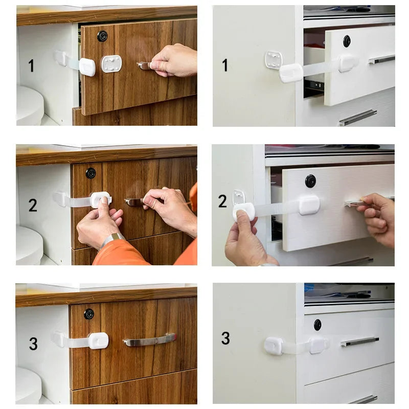 3/5/10Pcs/Lot Child Lock Protection of Children Baby Drawer Anti-opening Cabinet Door Refrigerator Anti-pinch Safety Lock Buckle - Daisan Mart