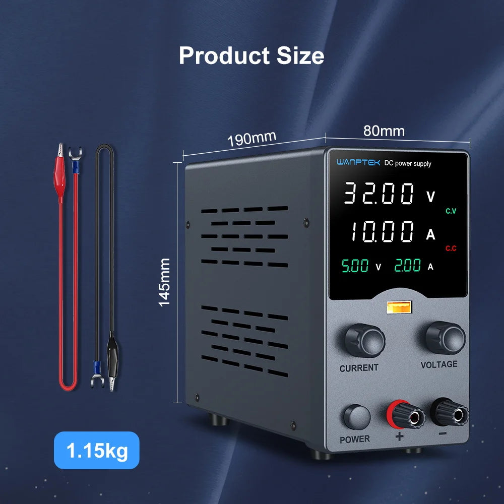 Wanptek DC Power Supply 30V 10A 5A Variable Bench Power Supply Adjustable Lab Power Supply 60V 5A 120V 3A Voltage Regulator