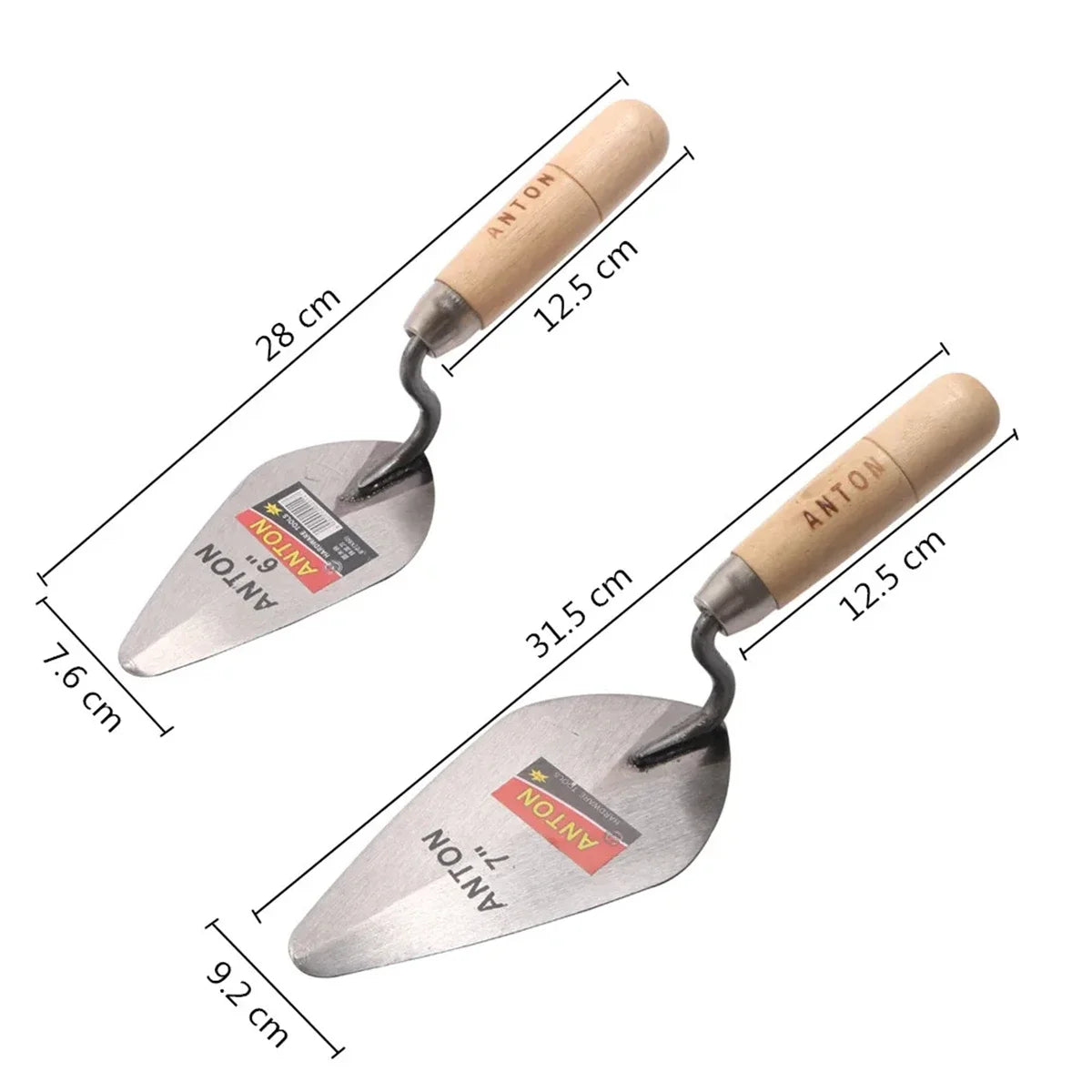Carbon Steel Plastering Trowel 6 inch 7 inch Pointed Bricklaying Knife Round Wooden Handle Trowel Wall Brick Trowel Mason Tools