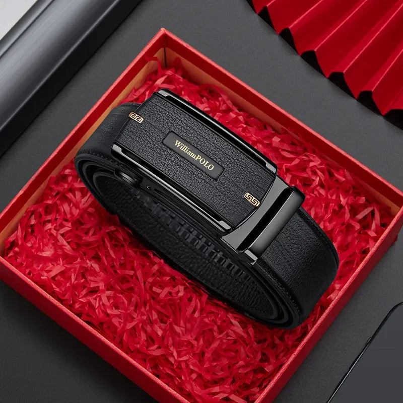 New 2024 high quality men's leather belt with automatic buckle