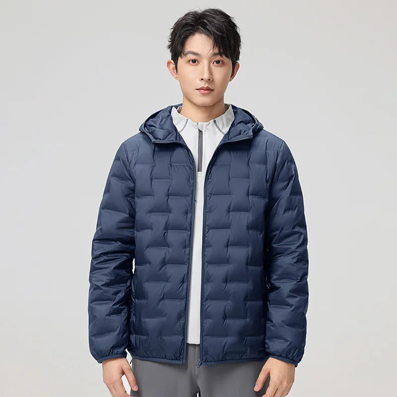 Men's waterproof down jacket keeps warm outdoors