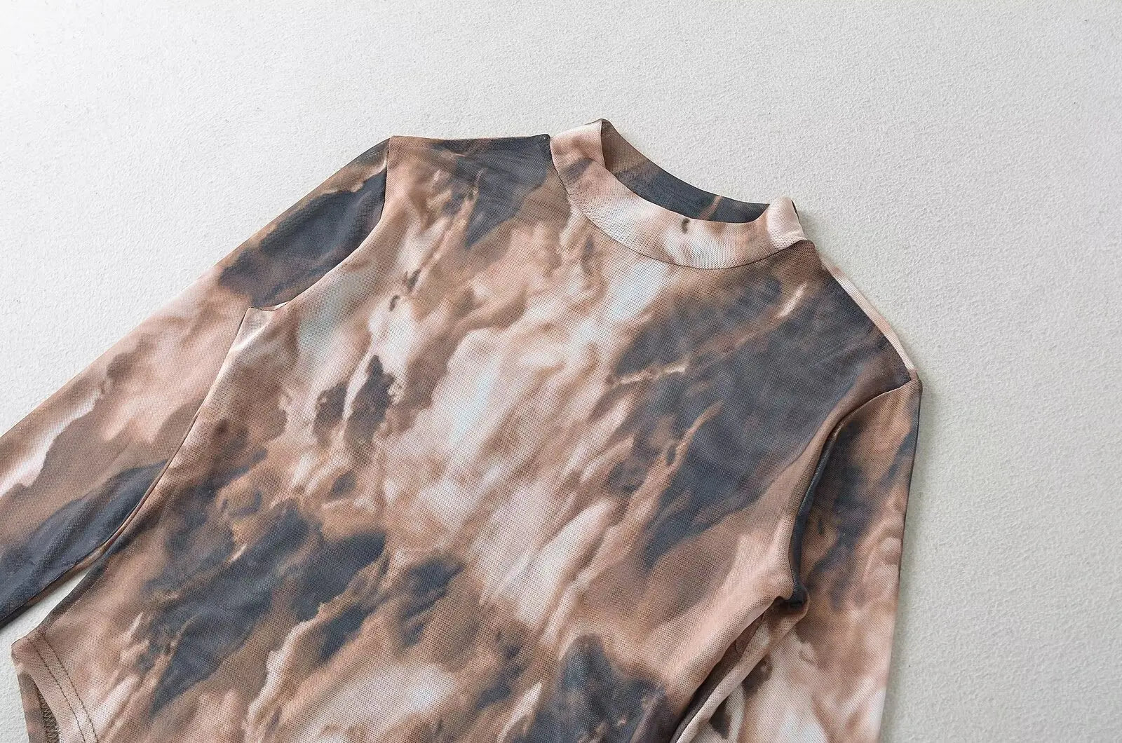 Sexy 2-Color Ombre Mesh Long Sleeve Bodysuit 2025