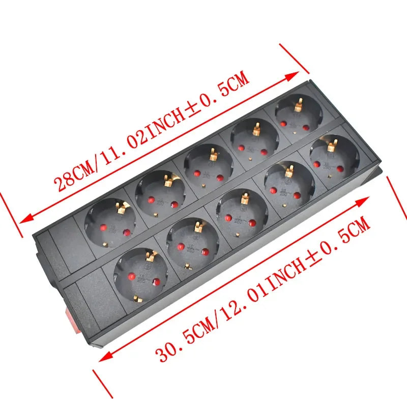 Ổ Cắm PDU Nhôm Tủ Điện 2-10 Ổ Chuẩn Đức Có Công Tắc - Daisan Mart