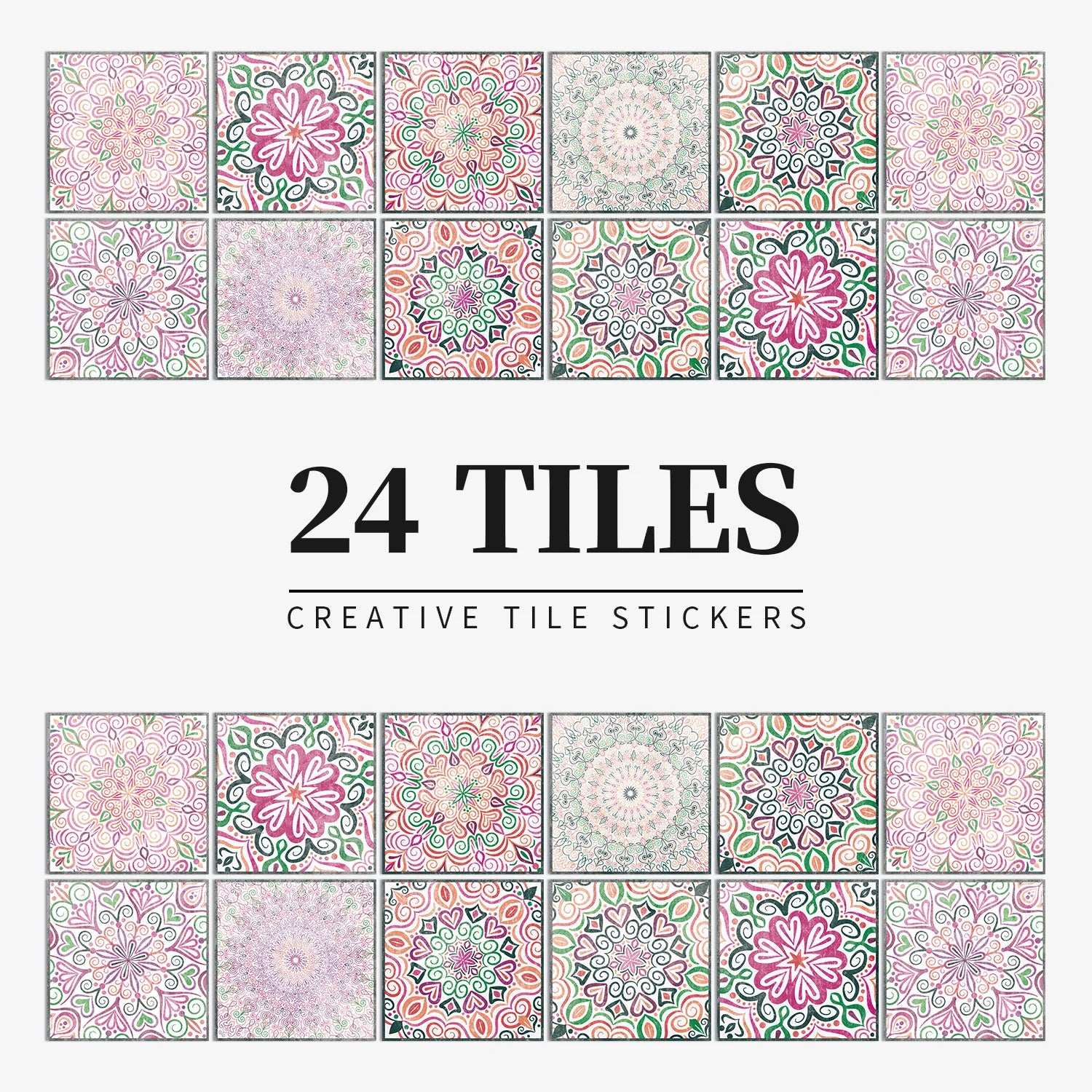 24pcs/set Light Color Tiles Sticker Wall Stickers Kitchen Bathroom Home Renovation Wallpaper Waterproof Self-adhesive Wall Decal