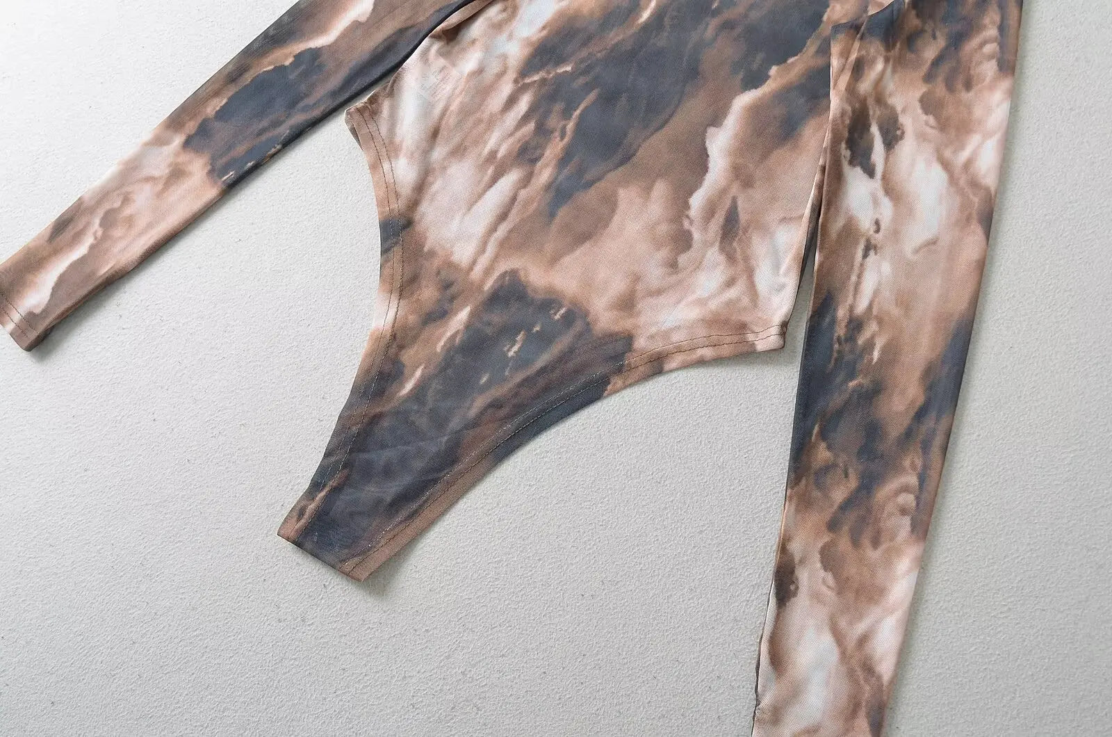 Sexy 2-Color Ombre Mesh Long Sleeve Bodysuit 2025