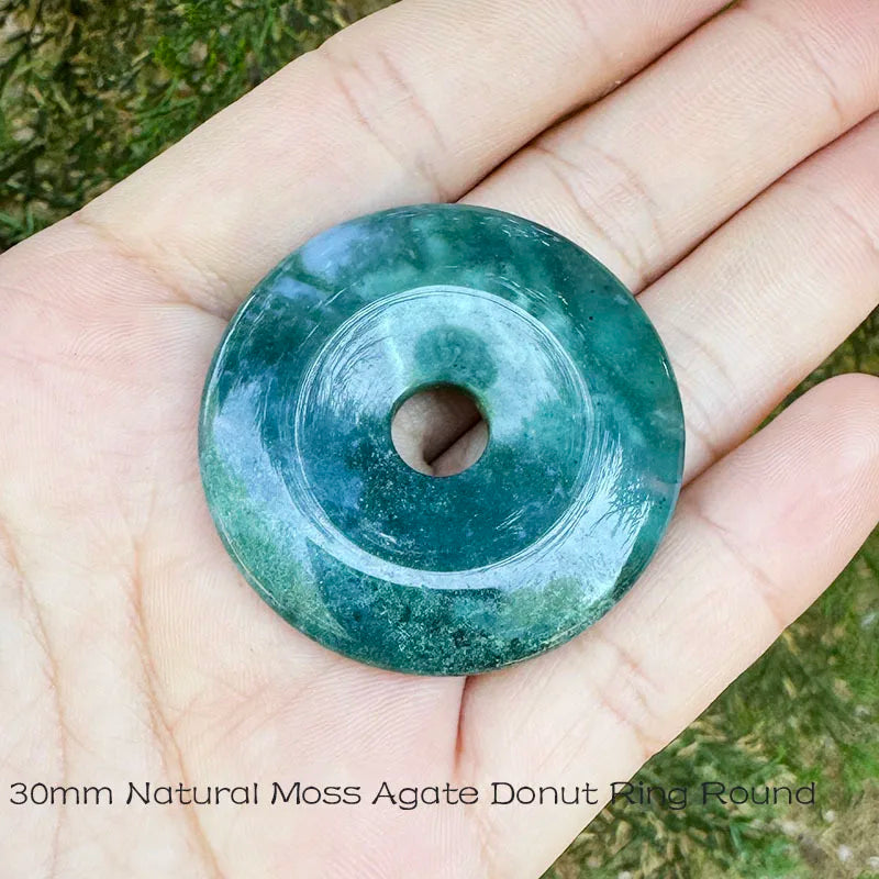 Đá Mã Não Rêu Tròn Xỏ Lỗ 30/40/50mm Làm Trang Sức