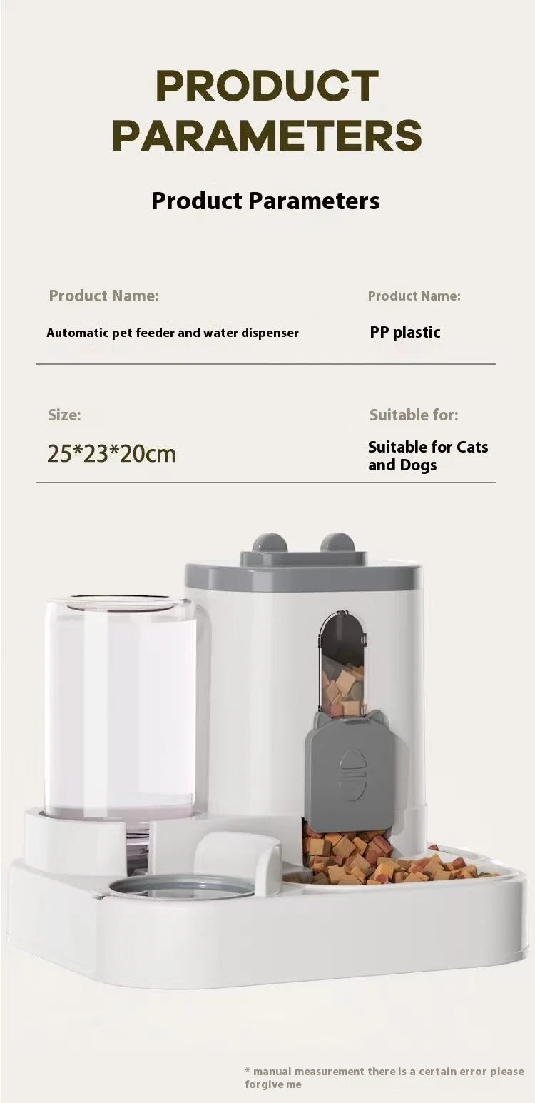 Automatic Dog Cat Feeder and Water Dispenser Gravity Food Feeder and Waterer Set with Pet Food Bowl Universal Pet Products - Daisan Mart
