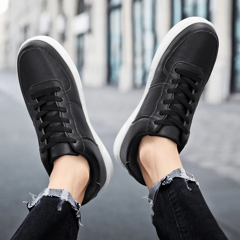 Classic White Sneakers for Men and Women, Comfortable Leather, Large Size