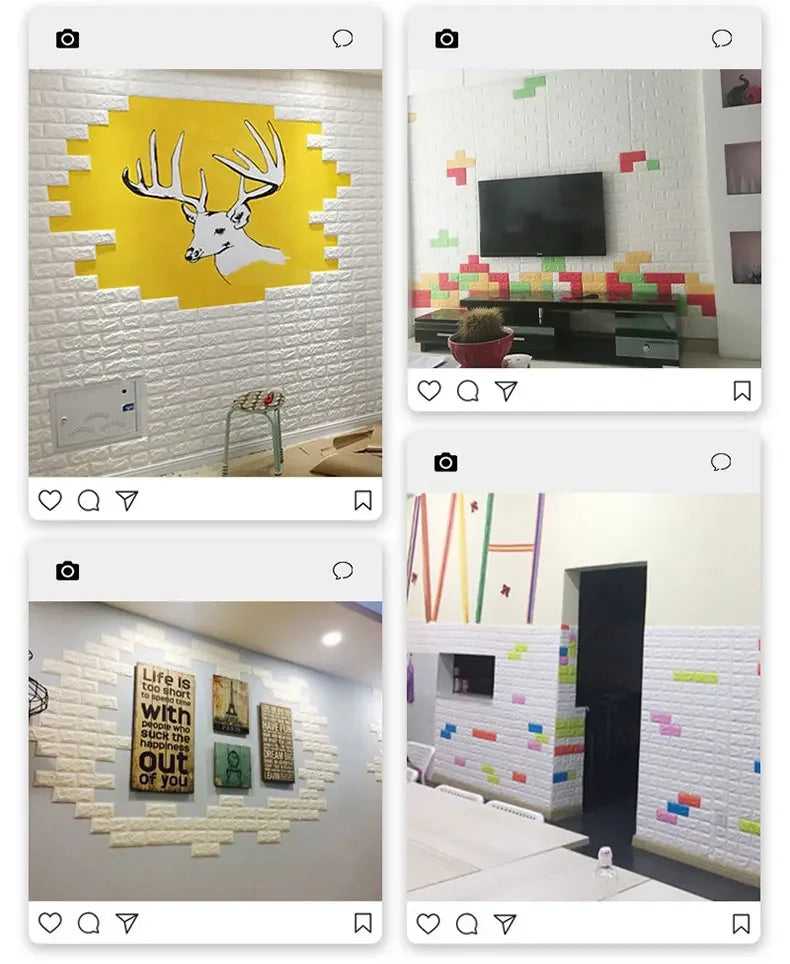 10Pcs 3D Self-Adhesive Wall Stickers Living Room Home Luxury Wall Decor Peel and Stick DIY Modern Wallpaper Bathroom Waterproof