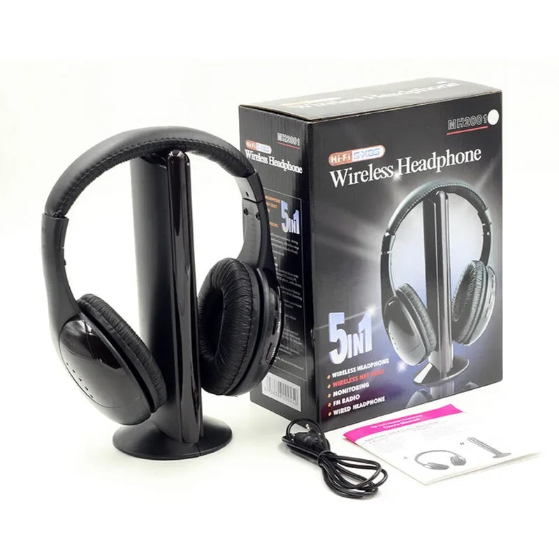 5 in 1 Wireless HiFi Headphones for TV &amp; Computer
