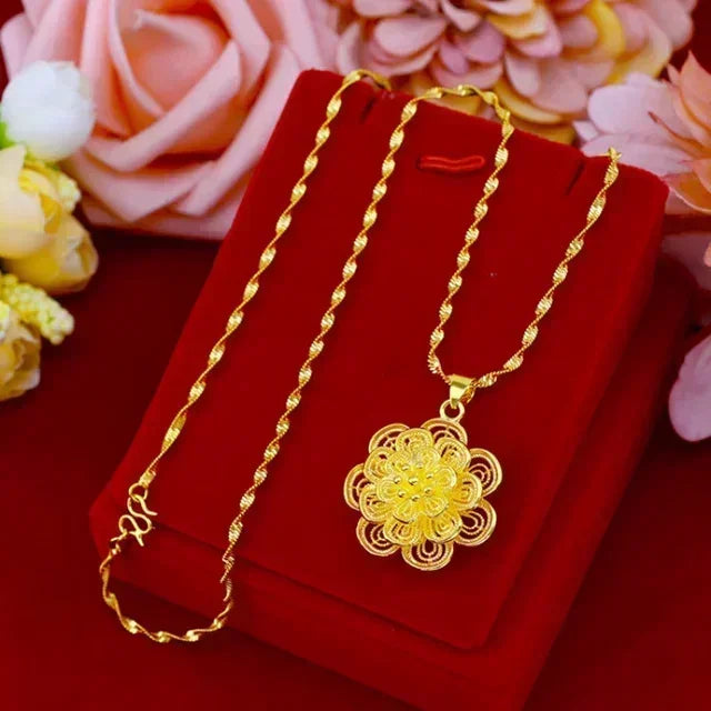 24K Real Gold Women's Necklace - Fashion Jewelry