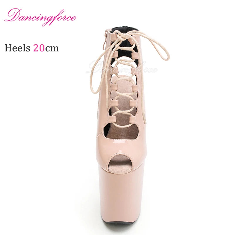 20cm High Heels, Dark Pink, Wedges, Short Cut