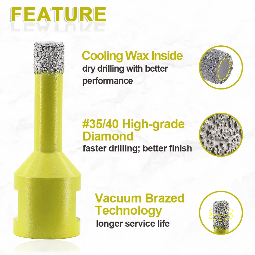 SANLEETEK Dry Diamond Drill Bit Set 8mm Tile Hole Saw Drill Bits for Granite Marble Ceramic Tile Core Drill Bits with M14 Thread