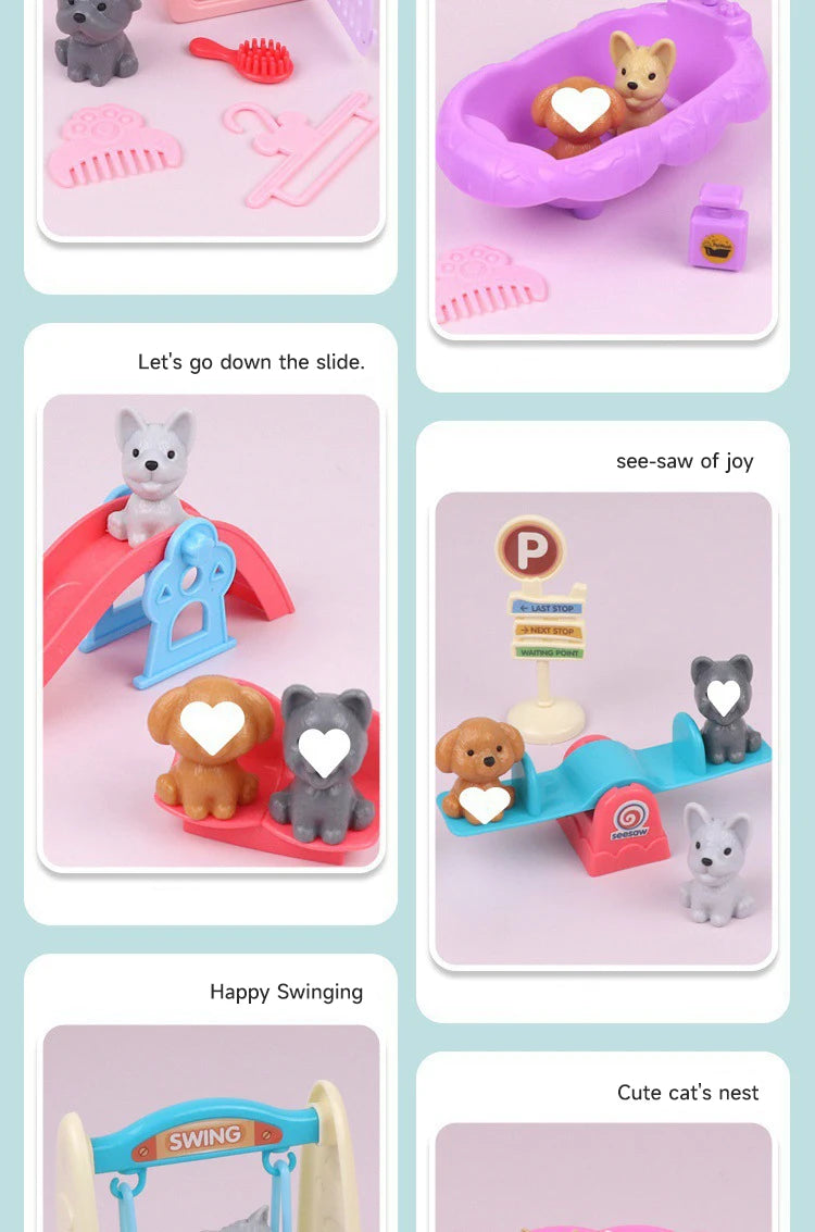 Bộ Đồ Chơi Gia Đình Thú Cưng Mini Dễ Thương Cho Bé