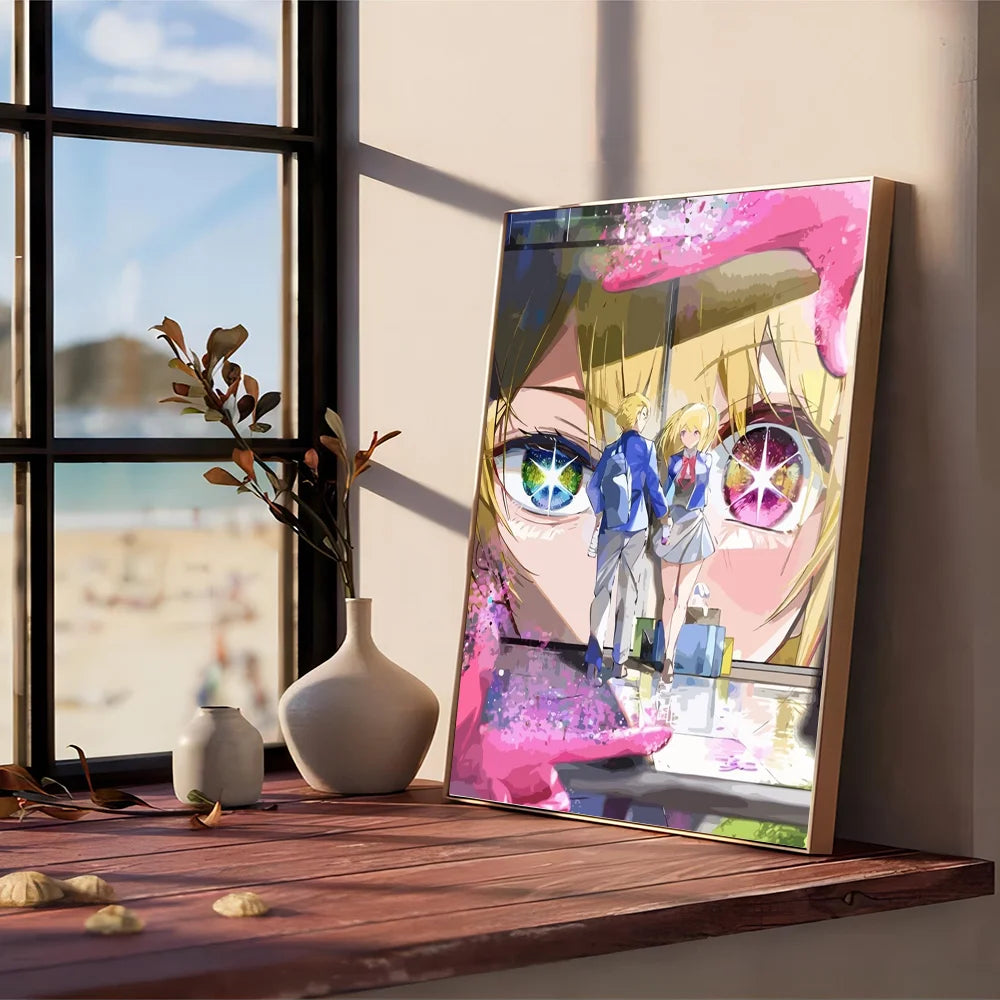 Japan Pop Anime Oshi No Ko DIY Sticky Poster Waterproof Paper Sticker Coffee House Bar Stickers Wall Painting