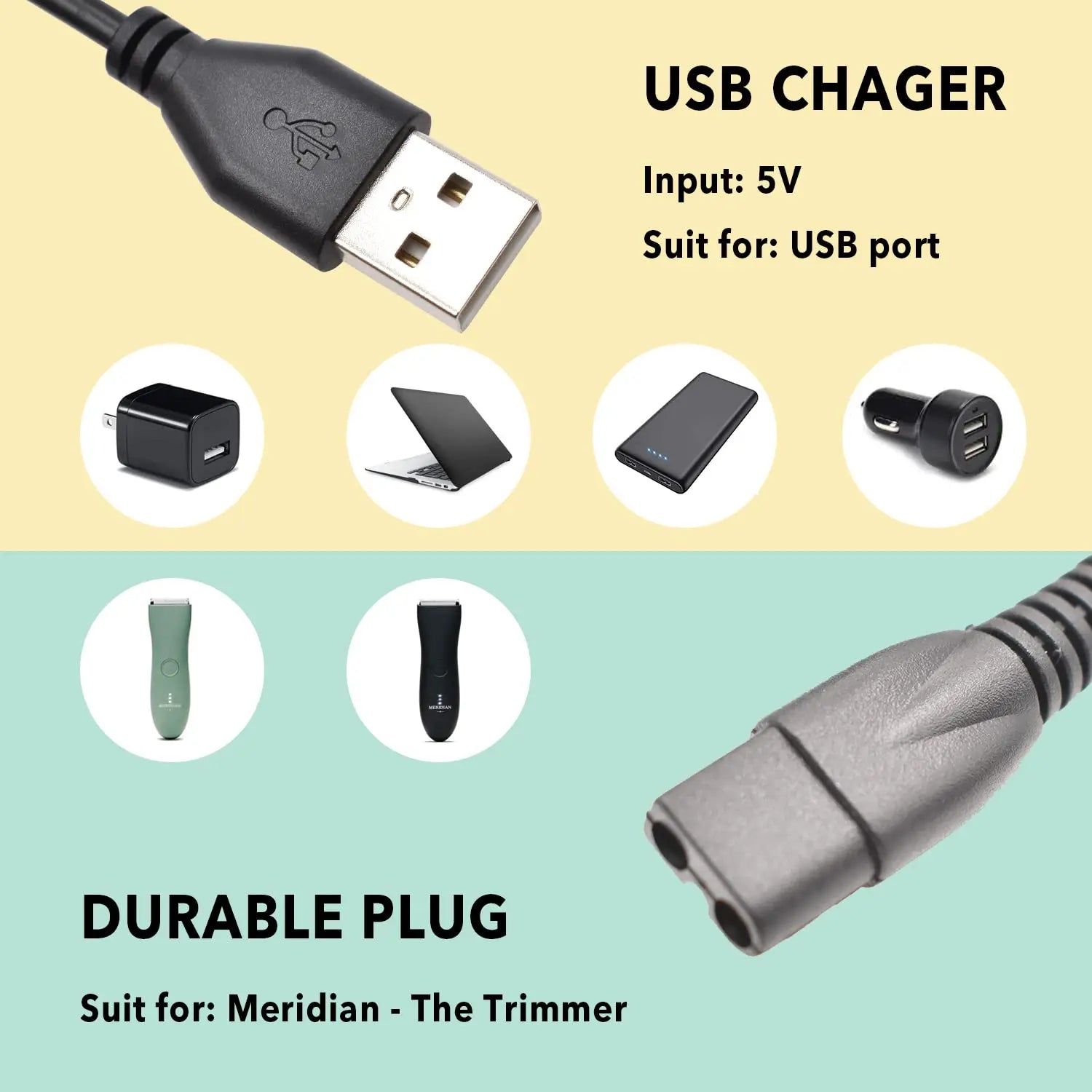 Meridian Shaver Spare Compatible Charging Cable